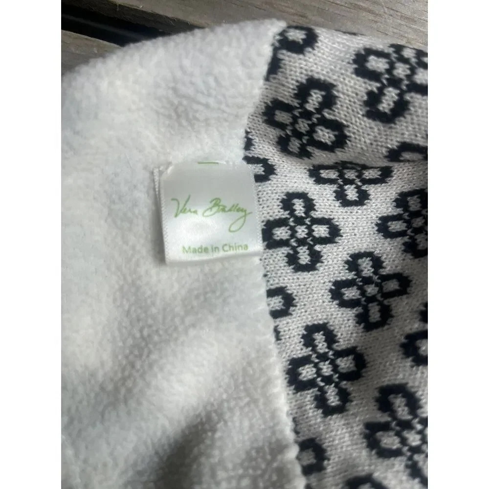 Vera Bradley Pom Pom BEANIE HAT‎ Toboggan Black White EUC